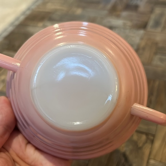 Hazel Atlas Moderntone Platonite Pastel Pink Cream Soup Bowls - Picture 7 of 9
